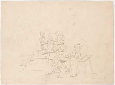 Ragazza con due bambini da Robert Wilhelm Ekman