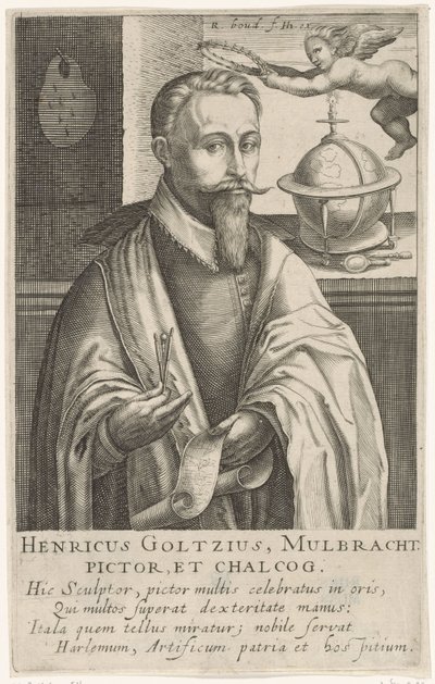Ritratto di Hendrik Goltzius, c.1610 (incisione) da Robert Willemsz de Baudous