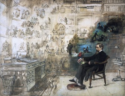 Un ritratto postumo di Dickens e dei suoi personaggi; Il sogno di Dickens, 1875 da Robert William Buss