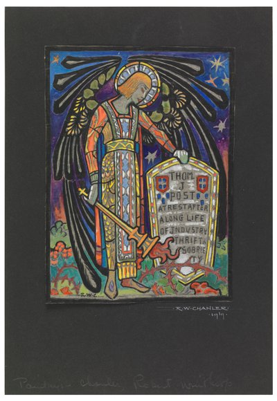 Progetto per vetrata commemorativa a Thomas J. Post da Robert Winthrop Chanler