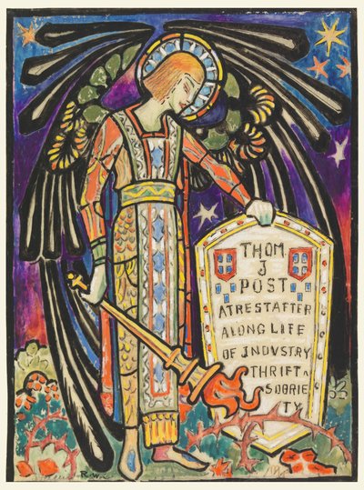Progetto per vetrata commemorativa a Thomas J. Post da Robert Winthrop Chanler