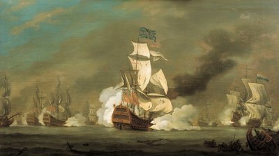 Una battaglia tra navi inglesi e olandesi, inizio XVIII secolo da Robert Woodcock