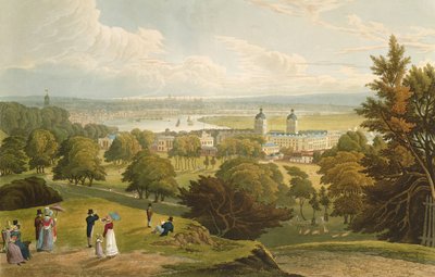Veduta di Londra da Greenwich Park, pub. 1820 da Colnaghi und Co. da Robert the Elder and Younger Havell