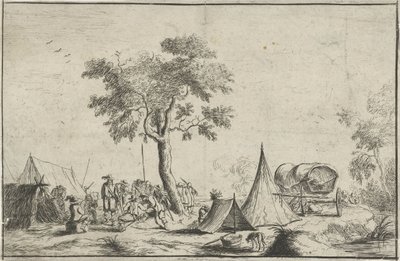 Accampamento con una tenda appuntita da Robert van den Hoecke
