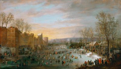 Pattinaggio sul Stadtgraben a Bruxelles da Robert van den Hoecke
