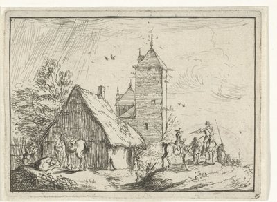 Cavalieri presso una torre (Paesaggi con accampamenti) da Robert van den Hoecke