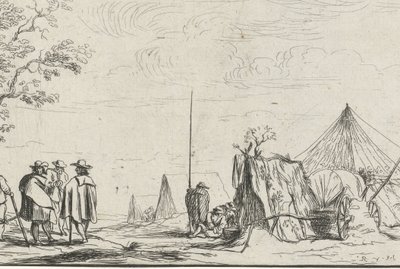 Soldati in un accampamento (serie Vari accampamenti) da Robert van den Hoecke