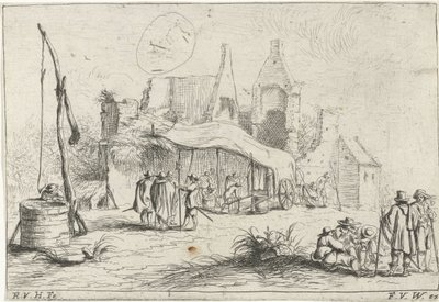Pozzo e una tenda vicino a una rovina da Robert van den Hoecke