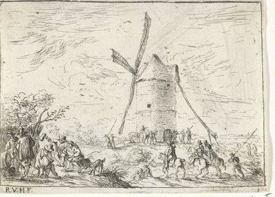 Mulino a vento Paesaggi con accampamenti (titolo della serie) da Robert van den Hoecke