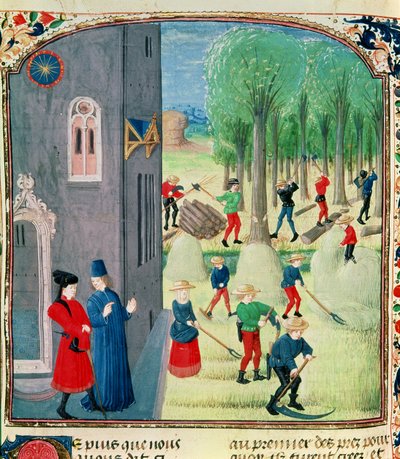 Ms. Lat 1173 Fienagione e taglio della legna, dalle Ore di Carlo d