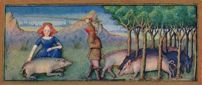 Ottobre - nutrire i maiali con le ghiande, XV secolo, 1939 da Robinet Testard