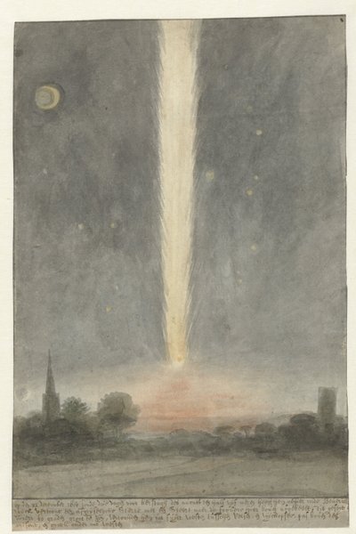 Cometa sopra Beverwijk, 1680 da Rochus van Veen (attributed to)