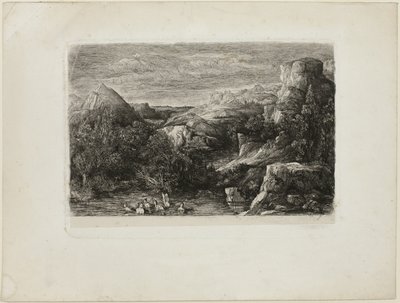 Bagnanti in una piscina di montagna da Rodolphe Bresdin