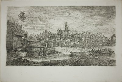 Città con ponte di pietra da Rodolphe Bresdin