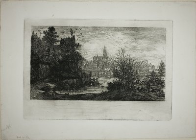 Città con ponte di pietra da Rodolphe Bresdin