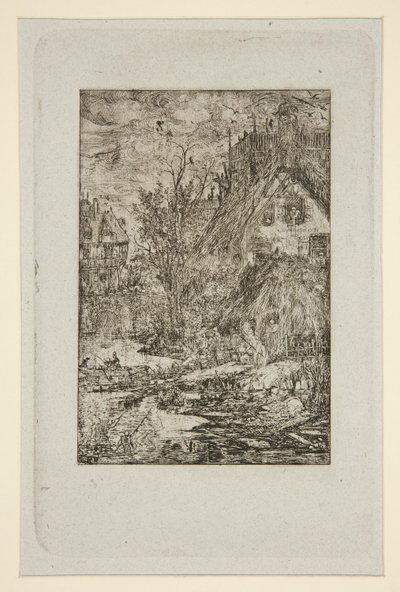 Entrata del villaggio (Cottage con tetto di paglia) da Rodolphe Bresdin