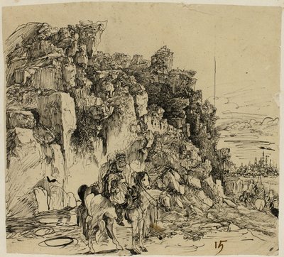 Paesaggio montuoso con cavalieri da Rodolphe Bresdin