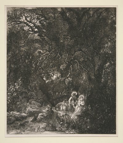 Riposo durante la fuga in Egitto da Rodolphe Bresdin