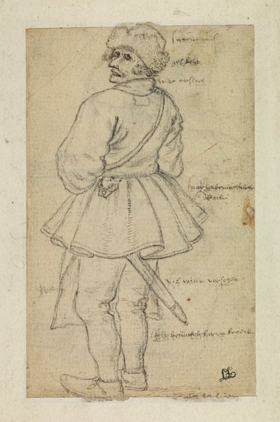 Uomo visto di spalle (verso) da Roelandt Jacobsz and Bruegel Pieter the Elder Savery