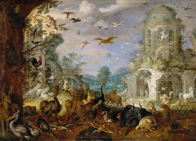 Paesaggio con animali (olio su legno di quercia) da Roelandt Jacobsz. Savery