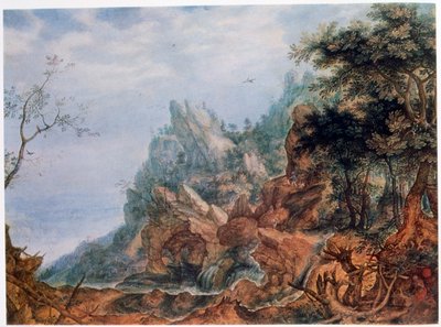 San Girolamo in un paesaggio roccioso da Roelandt Savery