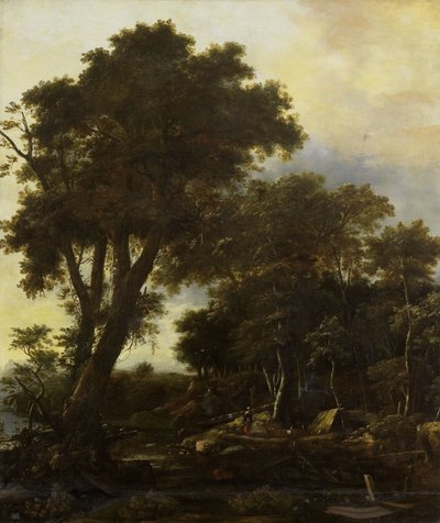 Paesaggio forestale con capanna da Roelant Roghman