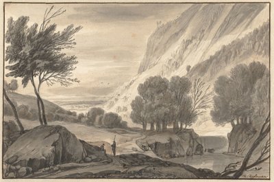 Paesaggio montano con due viaggiatori da Roelant Roghman