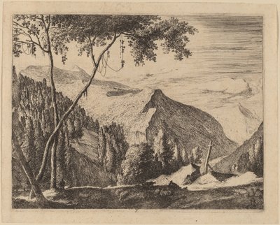 Paesaggio Roccioso con Croce: pl.5 da Roelant Roghman and Melchior Küsel