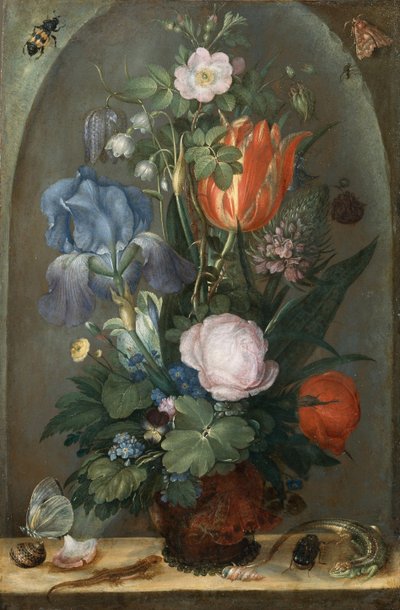 Natura morta con fiori e due lucertole, 1603 da Roelant Savery