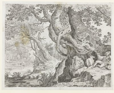 Pastore dormiente presso un grande albero da Roelant Savery