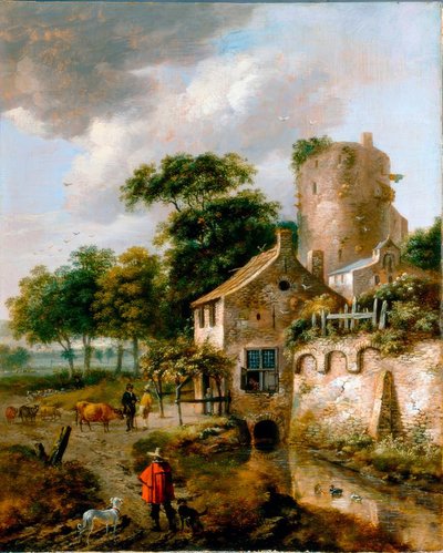 R.J. v. Vries, Paesaggio con torre da Roelof Jansz van Vries