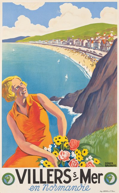 Manifesto pubblicitario per Villers-sur-Mer, 1930 circa (litografia a colori) da Roger Broders