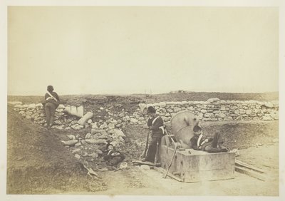 Una giornata tranquilla nella batteria di mortai da Roger Fenton