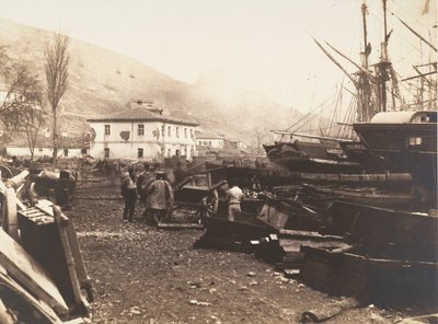 Luogo di sbarco, Ordnance Wharf, Balaklava, 1855 da Roger Fenton