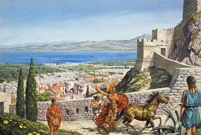 Corinto - Cittadella al crocevia (gouache su carta) da Roger Payne
