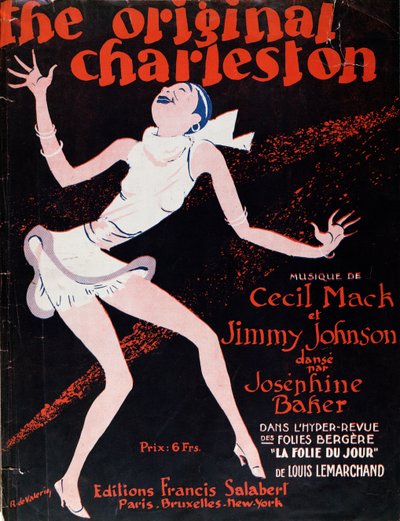 Josephine Baker (1906-75) che balla il Charleston, poster pubblicitario di uno spettacolo al Folies Bergère da Roger de Valerio