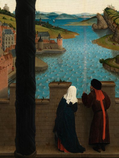 (dettaglio) di San Luca che disegna il ritratto della Vergine da Rogier van der (after) Weyden