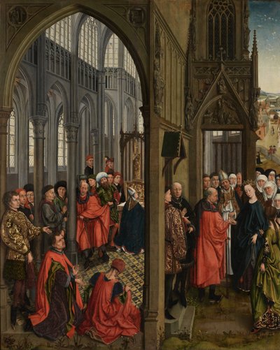 La fioritura del bastone di Giuseppe e il fidanzamento della Vergine da Rogier van der (follower of) Weyden