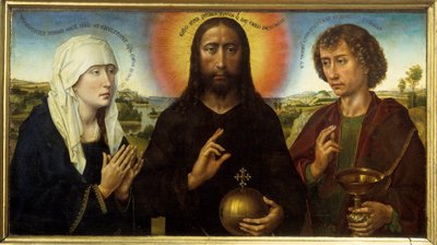 Cristo redentore tra la Vergine e San Giovanni Evangelista detto il Trittico Braque. Dipinto di Rogier (Roger) Van Der Weyden (1400 - 1464) da Rogier van der Weyden