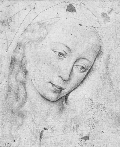 Testa della Vergine (stampa in bianco e nero) da Rogier van der Weyden
