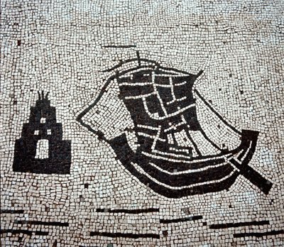 Una nave nel porto di Ostia (mosaico) da Roman
