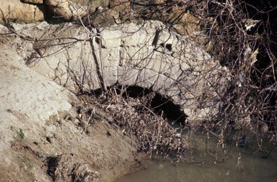 Antica Roma, periodo arcaico: vista dalla bocca della Cloaca Maxima, collettore di drenaggio iniziato sotto Tarquinio il Vecchio e terminato sotto Tarquinio il Superbo. VI secolo a.C. da Roman
