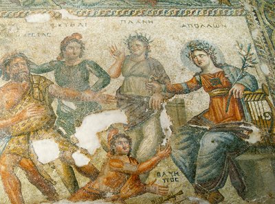 Apollo e Marsia, Casa di Aion, Paphos, Cipro (mosaico) da Roman