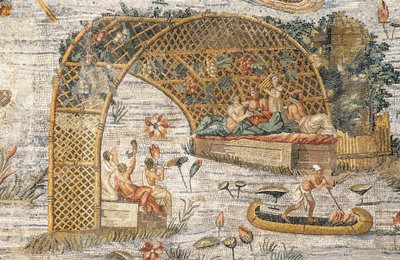 Banchetto sotto la pergola, dettaglio del mosaico nilotico dell