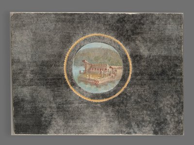 Frammento di affresco con paesaggio in tondo da Roman