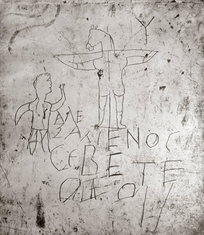 Graffito blasfemo di una crocifissione da Roman