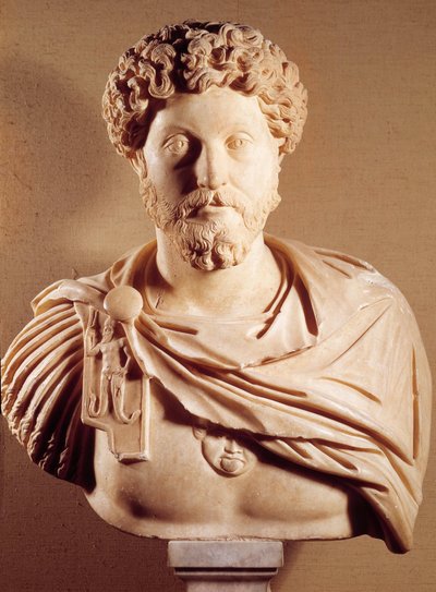 Busto di Marco Aurelio (121-180 d.C.), imperatore romano, Parigi, Museo del Louvre da Roman