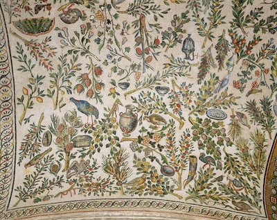 Decorazione del soffitto con fiori e uccelli da Roman