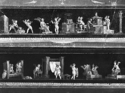 Cherubini che Fanno Soldi e Tingono Tessuti, fregio dall