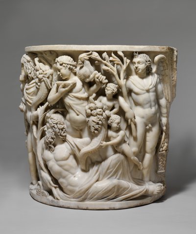 Dettaglio del sarcofago in marmo con il Trionfo di Dioniso e le Stagioni, c.260-270 d.C. da Roman